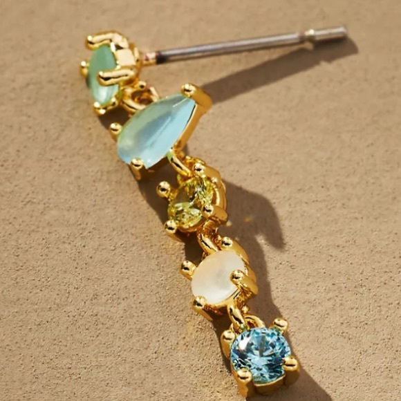 ๐ Anthropologie Dainty Crystal Drop Earrings in Mint & Ivory - Picture 10 of 10